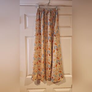 Jack Vanek peach colored leaf print lightweight maxi skirt S
